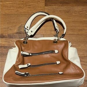 Stylish Two-Tone Leather Handbag